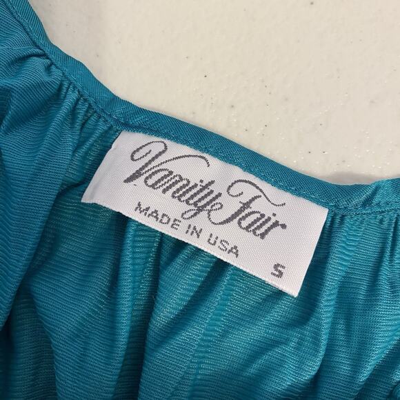Vtg VanityFair Nightgown Robe Peignoir Everydaywear Nylon Turquoise USA Fairy S - Picture 4 of 8